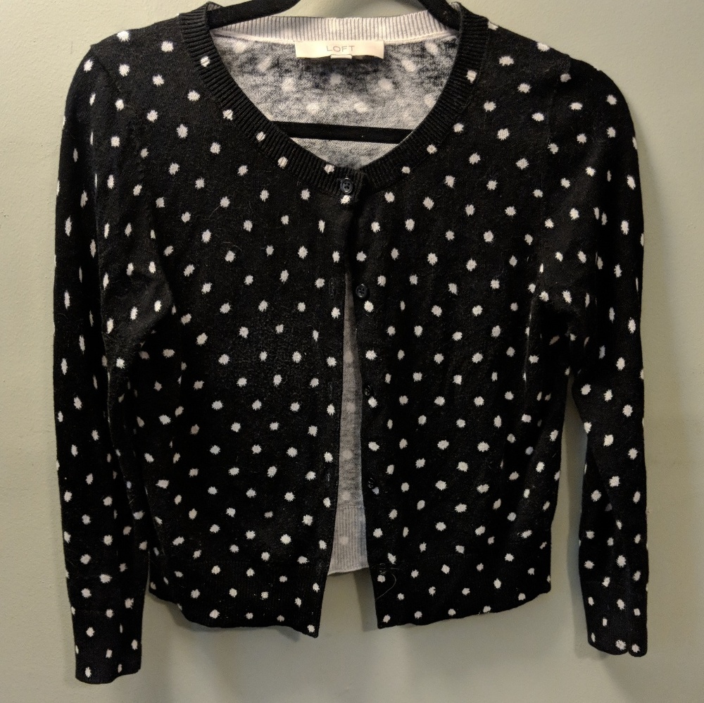 Black and white polka dot cropped cardigan